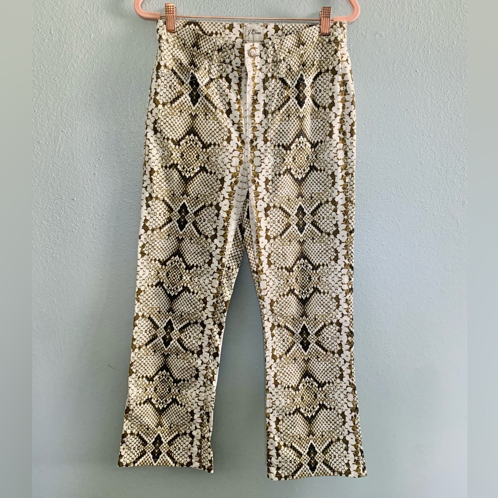 J. Crew Snake Print Ankle Pants - Black and Cream